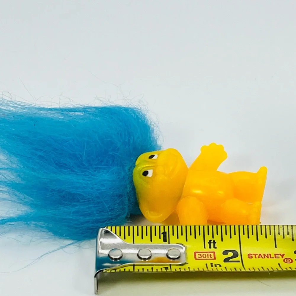 Vintage Mini Troll Doll 1992 Yellow W/Blue Hair The Troll Co. 2”